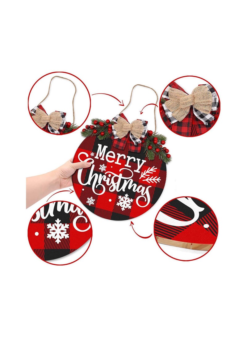 Highland Rustic Wooden Merry Christmas Wreath Decorations - Image 4