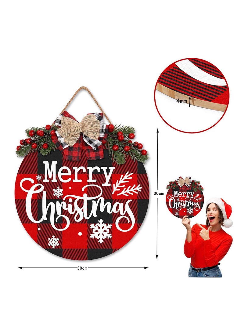 Highland Rustic Wooden Merry Christmas Wreath Decorations - Image 3