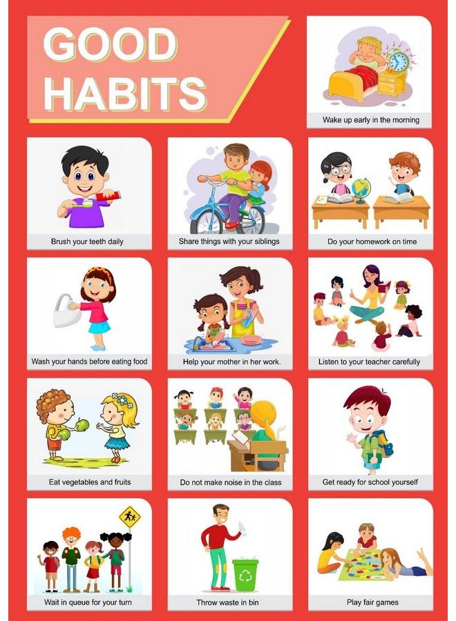Paper Plane Design Good Habits Educational Charts For Kids Home And School (Paper A3 Multicolour) - Image 2