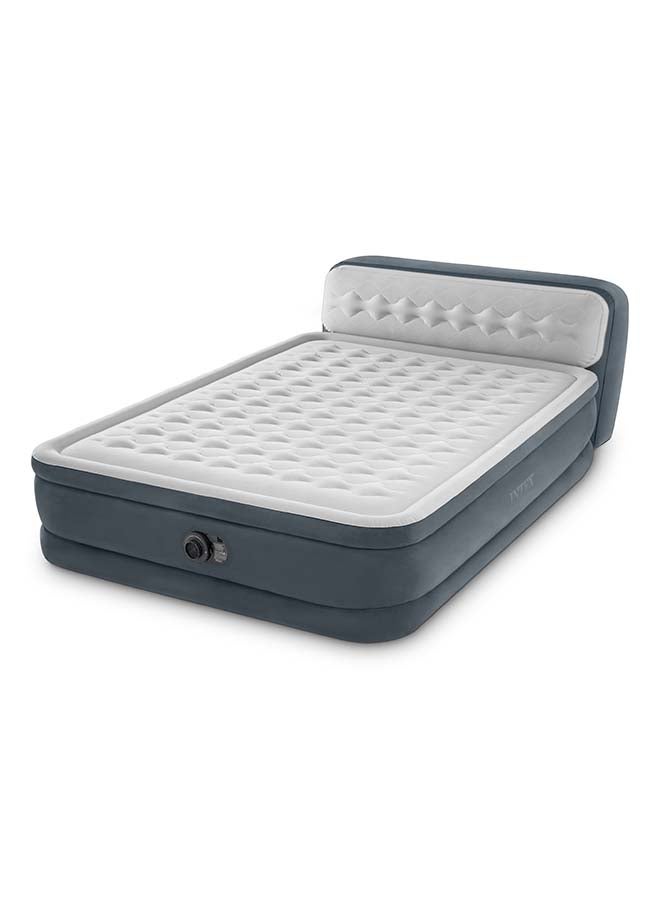INTEX Dura-Beam Deluxe Ultra Plush Headboard Air Mattress Queen with Built-In Electric Pump 152x236x86cnm pvc White/Grey - Image 1