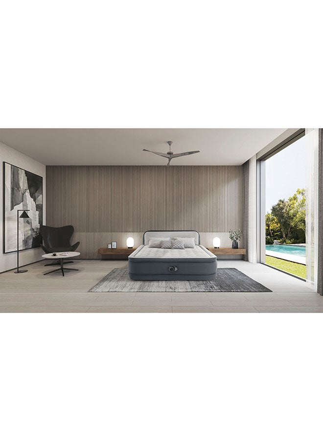 INTEX Dura-Beam Deluxe Ultra Plush Headboard Air Mattress Queen with Built-In Electric Pump 152x236x86cnm pvc White/Grey - Image 5