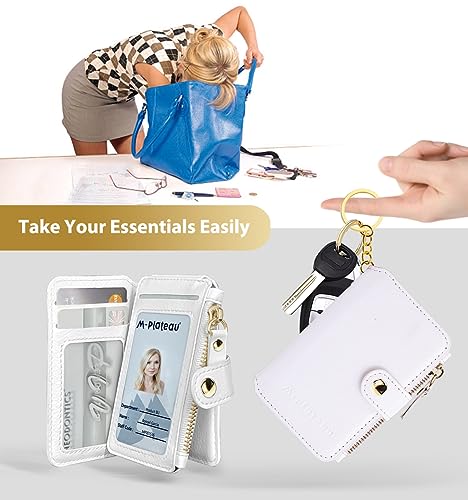 M-Plateau Card Cases, Leather Card & ID Cases,Practical Small Wallet for Women & Man with Credit Card Holder for Travelling (White) - Image 3