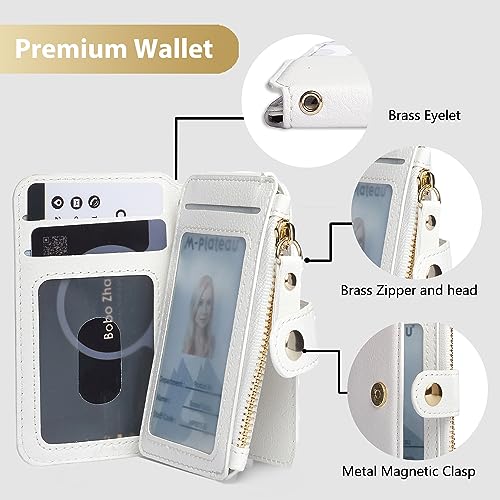 M-Plateau Card Cases, Leather Card & ID Cases,Practical Small Wallet for Women & Man with Credit Card Holder for Travelling (White) - Image 2