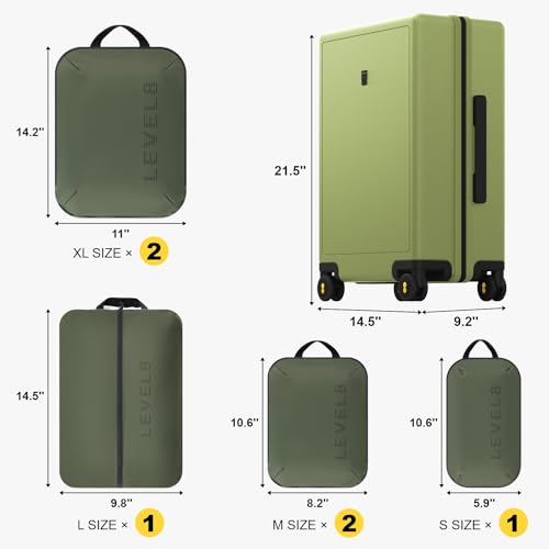 LEVEL8 حقيبة سفر معتمدة من شركات الطيران، حقائب صغيرة بعجلات، حقائب صلبة خفيفة الوزن للسفر، معتمدة من TSA، 20 بوصة، لون خيار مخلل - Image 2