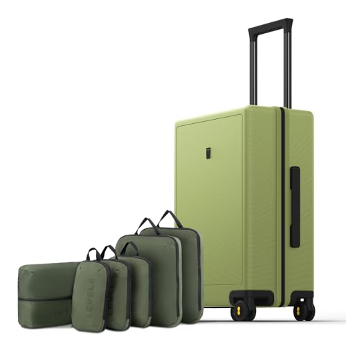 LEVEL8 حقيبة سفر معتمدة من شركات الطيران، حقائب صغيرة بعجلات، حقائب صلبة خفيفة الوزن للسفر، معتمدة من TSA، 20 بوصة، لون خيار مخلل - Image 1