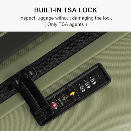 LEVEL8 حقيبة سفر معتمدة من شركات الطيران، حقائب صغيرة بعجلات، حقائب صلبة خفيفة الوزن للسفر، معتمدة من TSA، 20 بوصة، لون خيار مخلل - Image 5