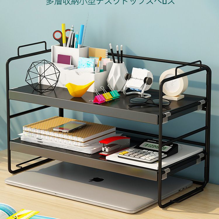 Simple Bookshelf Storage Rack Office Desktop Storage Rack Table Multi-Layer Iron Dining Table Desk Organize Small Shelf - Image 4