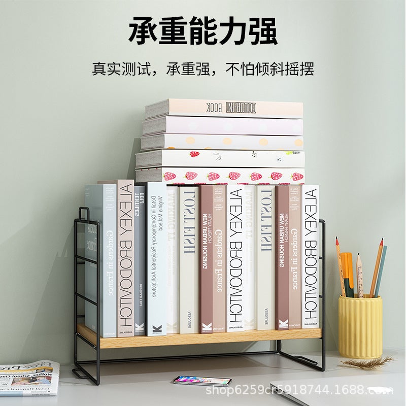 Simple Bookshelf Storage Rack Office Desktop Storage Rack Table Multi-Layer Iron Dining Table Desk Organize Small Shelf - Image 3