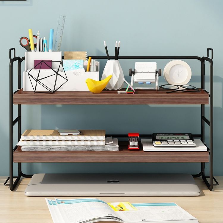 Simple Bookshelf Storage Rack Office Desktop Storage Rack Table Multi-Layer Iron Dining Table Desk Organize Small Shelf - Image 5