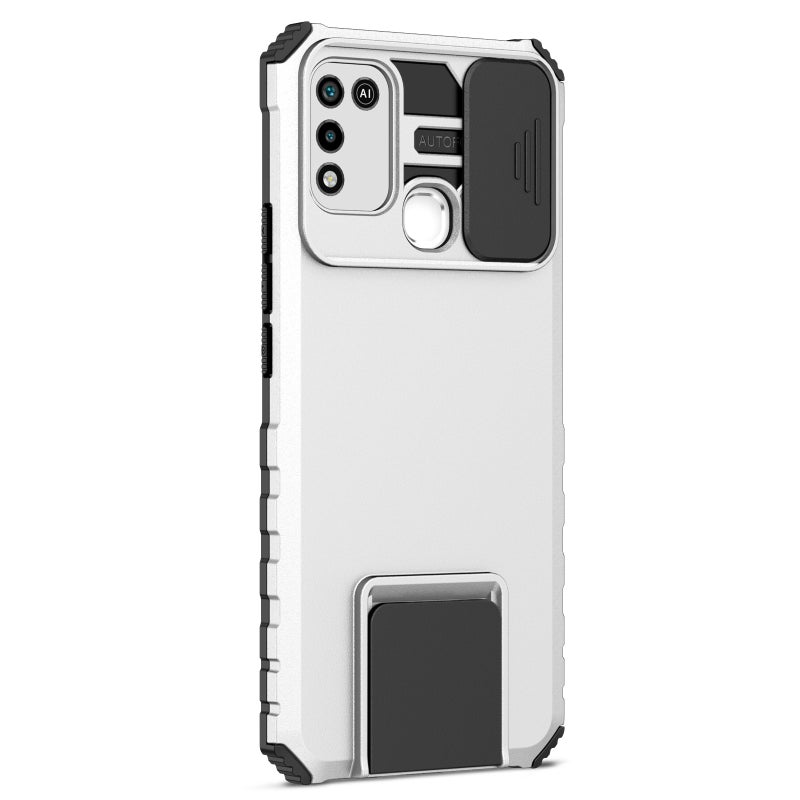 HuHa Case Cover For Infinix Hot 10 Play/11 Play Stereoscopic Holder Sliding Camshield Phone Case(White) - Image 2