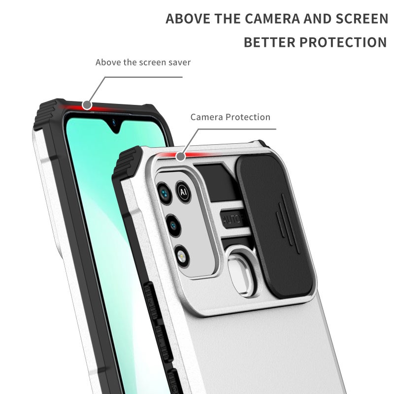 HuHa Case Cover For Infinix Hot 10 Play/11 Play Stereoscopic Holder Sliding Camshield Phone Case(White) - Image 3