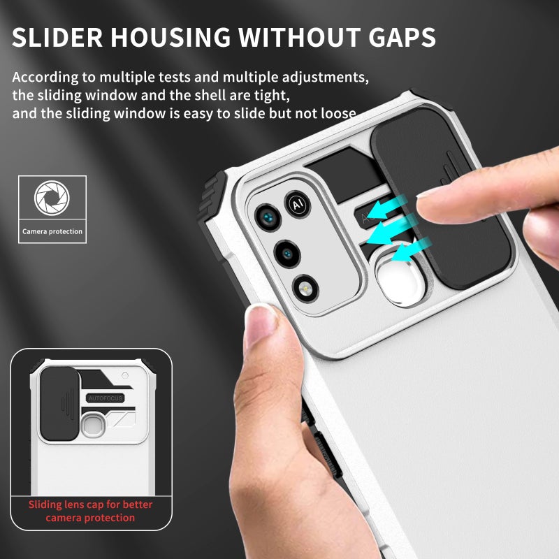HuHa Case Cover For Infinix Hot 10 Play/11 Play Stereoscopic Holder Sliding Camshield Phone Case(White) - Image 4