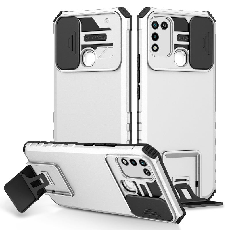 HuHa Case Cover For Infinix Hot 10 Play/11 Play Stereoscopic Holder Sliding Camshield Phone Case(White) - Image 1