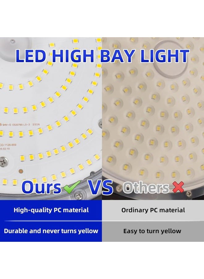 hykolity 2 Pack LED High Bay Light 150W, 5000K UFO LED High Bay Light Fixture with US Plug [450W MH/HPS Equiv.] 100-277V, 19,500lm, IP65 Commercial Warehouse Area Light for Wet Location - Image 4
