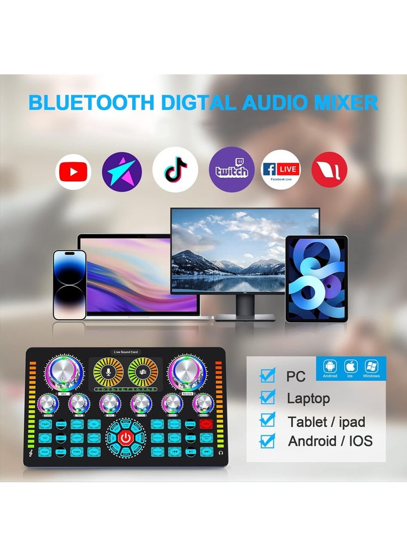 Leon Home Q7 Professional Sound Card Audio System Is Used For Live Mixing, Voice Changing Party Live Broadcast DJ Mixer 12 Kinds Of Special Effects Sounds 48V Phantom Power  - Image 5