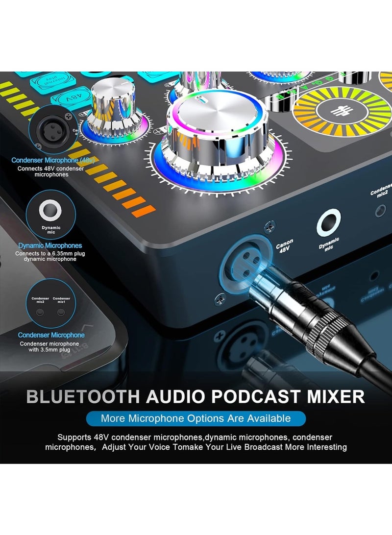 Leon Home Q7 Professional Sound Card Audio System Is Used For Live Mixing, Voice Changing Party Live Broadcast DJ Mixer 12 Kinds Of Special Effects Sounds 48V Phantom Power  - Image 3