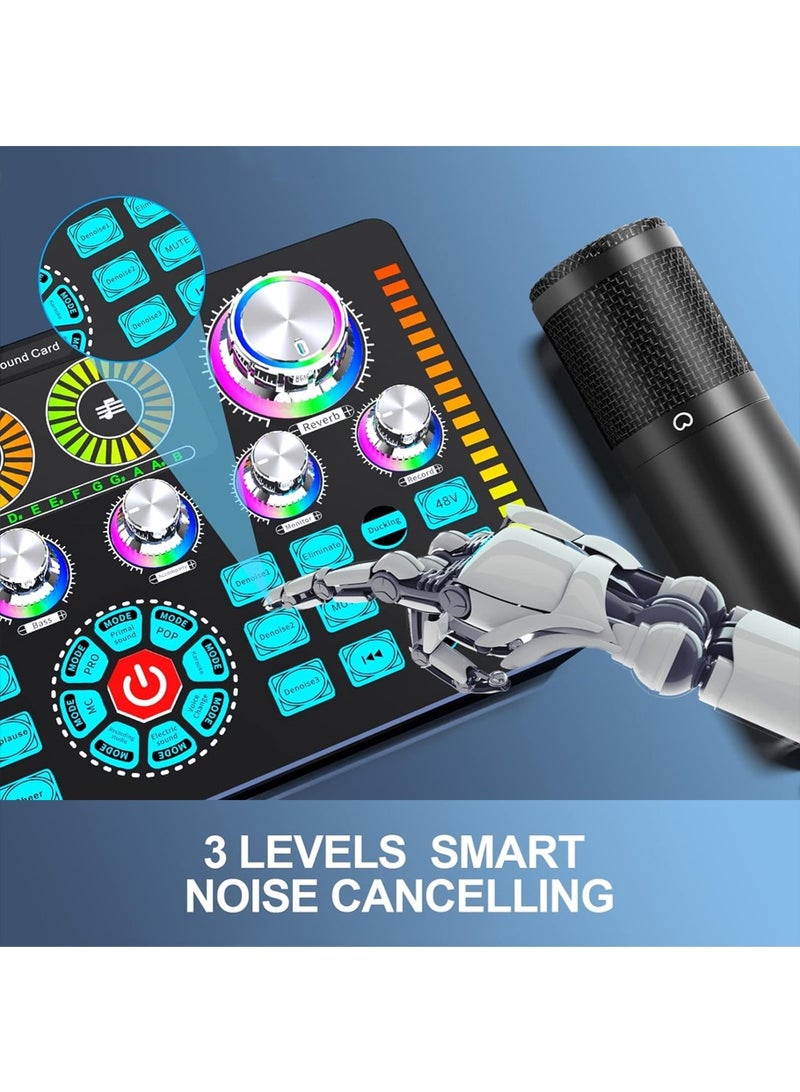 Leon Home Q7 Professional Sound Card Audio System Is Used For Live Mixing, Voice Changing Party Live Broadcast DJ Mixer 12 Kinds Of Special Effects Sounds 48V Phantom Power  - Image 4