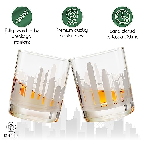Greenline Goods Skyline Etched Philadelphia Whiskey Glasses Gift (Set of 2) | Old Fashioned Tumbler – For Philadelphia Lovers - City Accessories and Souvenirs - Philadelphia Glassware Decor - Image 3