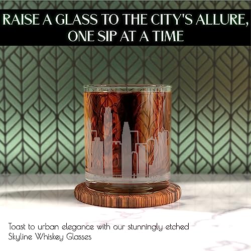 Greenline Goods Skyline Etched Philadelphia Whiskey Glasses Gift (Set of 2) | Old Fashioned Tumbler – For Philadelphia Lovers - City Accessories and Souvenirs - Philadelphia Glassware Decor - Image 2