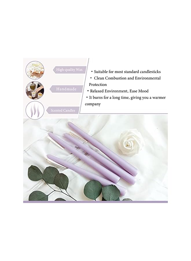 The Bros Purple Lavender Scented Taper Candles, Set of 4, Smokeless, Dripless, 10 Inch, Modern, Festival, Wedding - Image 2