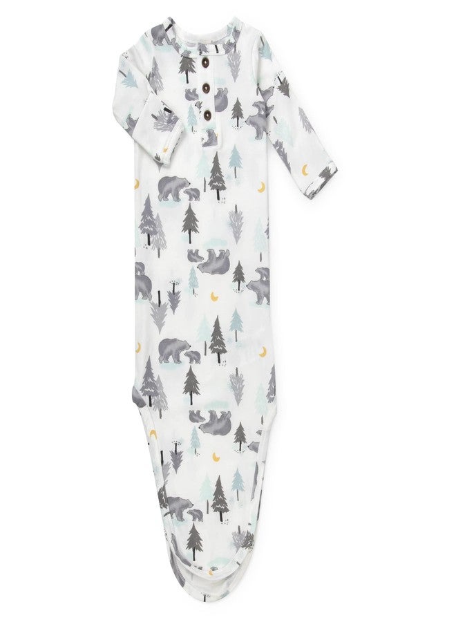 Baby Essentials Baby Girl, Boy Knotted Infant Sleeper Gown with Headband or Hat, Baby Coming Home Outfit for Boy Girl Fall Winter 0-6 Months (Woodland Bears) - Image 3