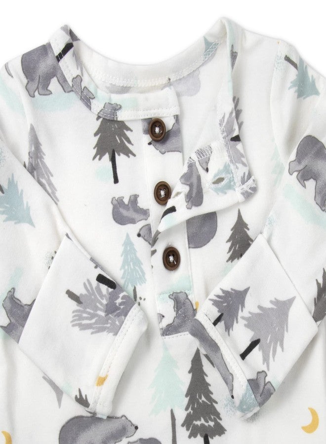 Baby Essentials Baby Girl, Boy Knotted Infant Sleeper Gown with Headband or Hat, Baby Coming Home Outfit for Boy Girl Fall Winter 0-6 Months (Woodland Bears) - Image 5