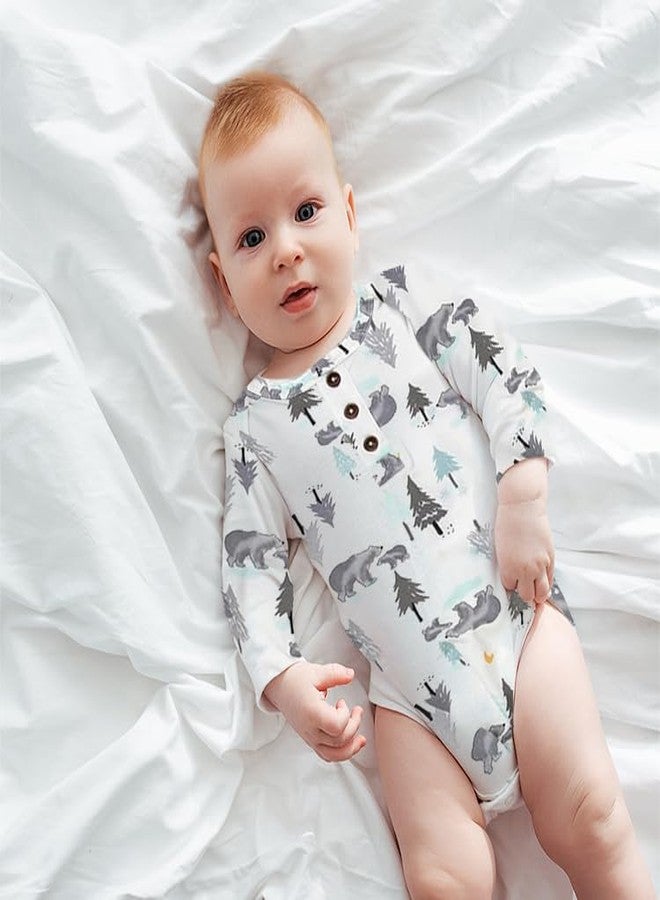 Baby Essentials Baby Girl, Boy Knotted Infant Sleeper Gown with Headband or Hat, Baby Coming Home Outfit for Boy Girl Fall Winter 0-6 Months (Woodland Bears) - Image 2