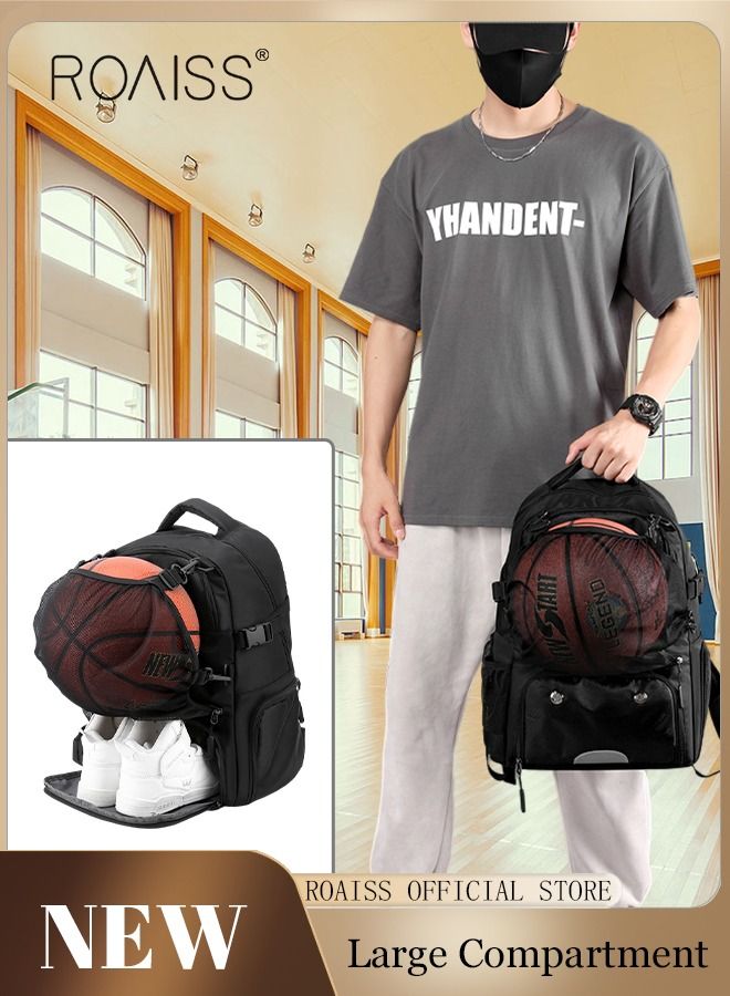 roaiss Basketball Bag Sports Backpack Men Waterproof Outdoor Football Bag Women Large-Capacity Student Backpack Independent Ball Bag and Shoe Compartment  - Image 1