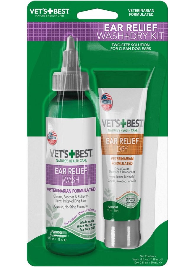 Vet's Best Vet's Best Dog Ear Cleaner Kit | Multi-Symptom Ear Relief | Wash & Dry Treatment | Alcohol-free, 4-oz bottle  - Image 1