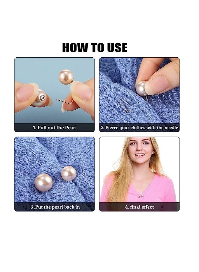 SYOSI Pearl Brooch Pins Anti-Exposure Neckline Safety Artificial Pins Sweater Shawl Clips for Women Girls Wedding Party Decorations, 2 Styles 6 Pieces - Image 3