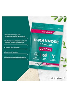 Horbäach D Mannose Pure Powder Unflavoured High Strength Food Supplement 200mg 50g  - Image 2