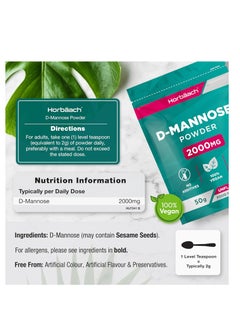 Horbäach D Mannose Pure Powder Unflavoured High Strength Food Supplement 200mg 50g  - Image 3