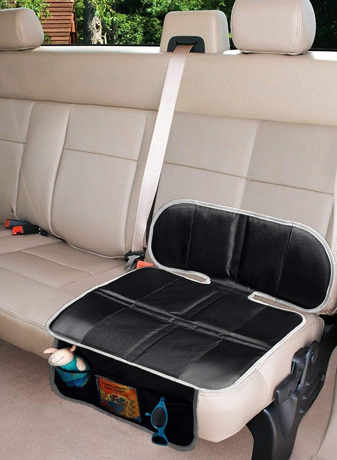 BIGANT Car Seat Protector, Thick Padding Protection for Child & Baby Cars Seats, Dog Mat, Non Slip and Waterproof Protects Automotive Vehicle Upholstery with Extra Storage Pocket (Black) - Image 1