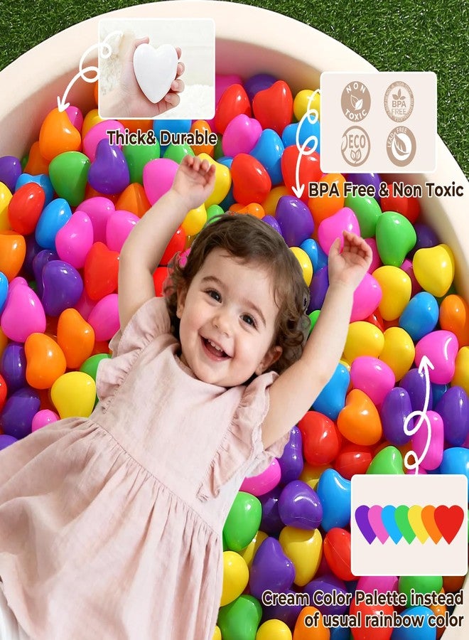 TRENDPLAY Heart Ball Pit Balls Shape - Non-Toxic Plastic Ball for Tent, Playpen, Party Water Play, 2.36in, 100 pcs, Bright Rainbow Colors - Image 3