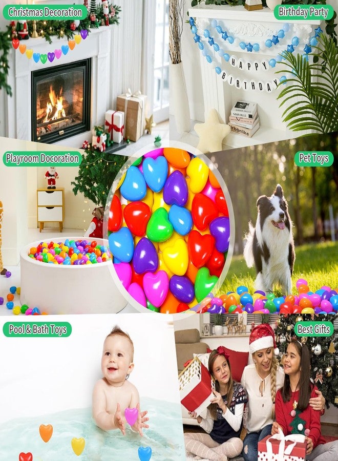 TRENDPLAY Heart Ball Pit Balls Shape - Non-Toxic Plastic Ball for Tent, Playpen, Party Water Play, 2.36in, 100 pcs, Bright Rainbow Colors - Image 5