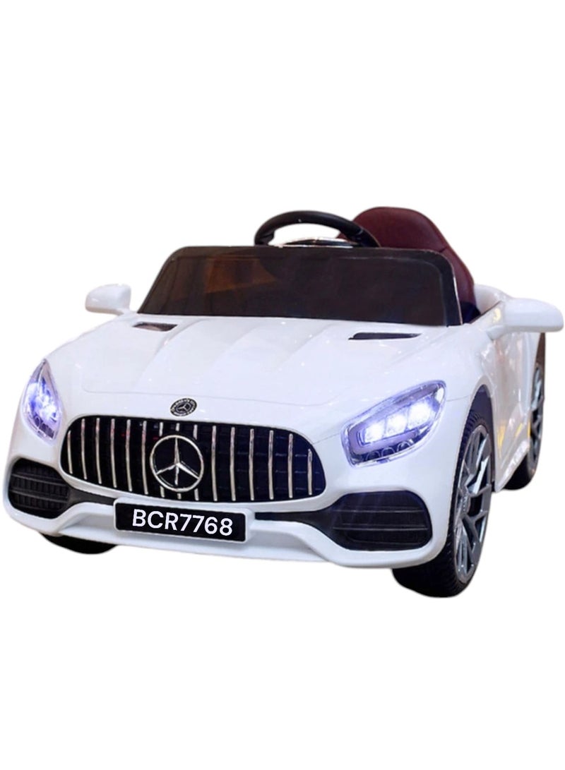 Toy Box Kids Ride On Electric Car Mercedes Benz AMG GTR Motorized Vehicles with Remote Control12V Battery Powered Leather Seat LED Lights Wheel Suspension Music Horn Portable Handle - Image 2