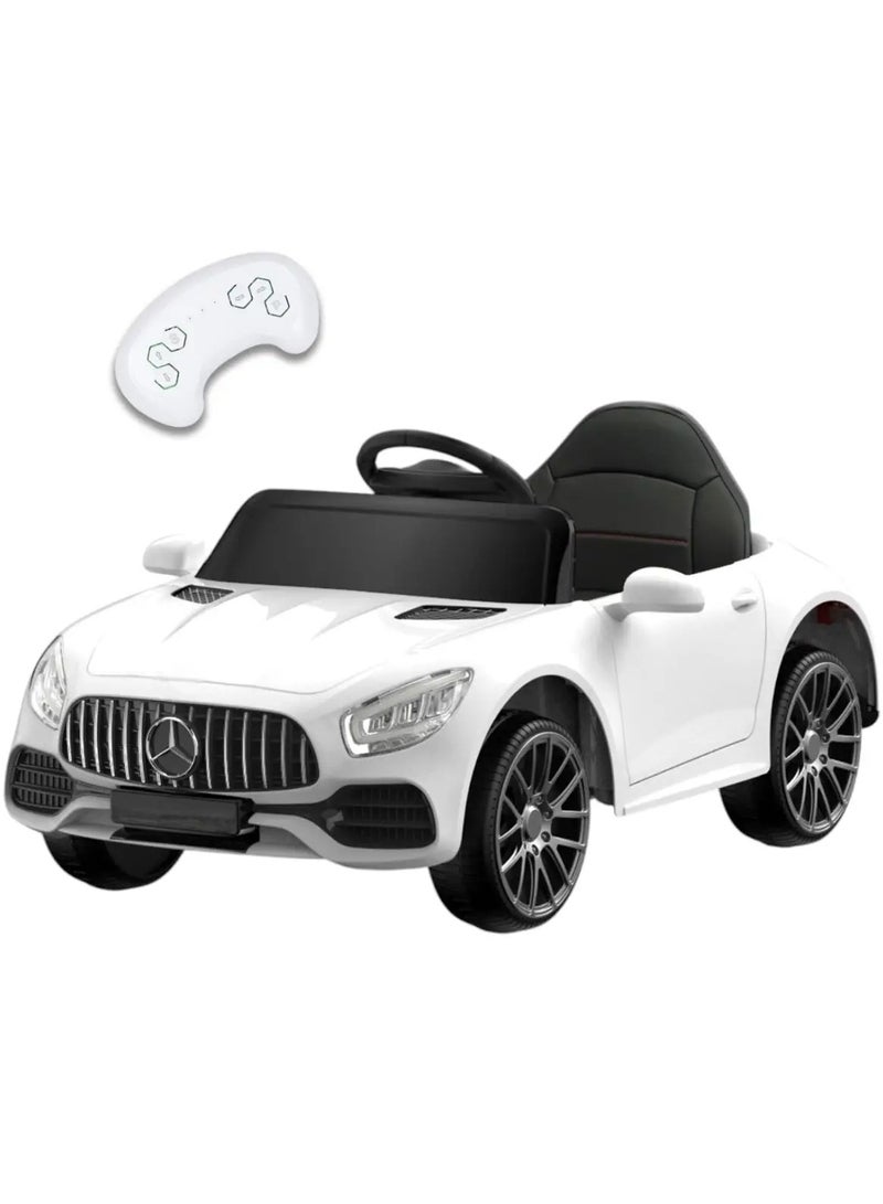 Toy Box Kids Ride On Electric Car Mercedes Benz AMG GTR Motorized Vehicles with Remote Control12V Battery Powered Leather Seat LED Lights Wheel Suspension Music Horn Portable Handle - Image 1
