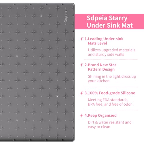 Sdpeia Under Sink Mat 34"×22" – Waterproof Silicone Cabinet Liner & Sink Protector for Kitchen & Bathroom, Multi-Purpose Organizers Tray for Pets, Laundry, Cat Litter Mat, Gray - Image 3