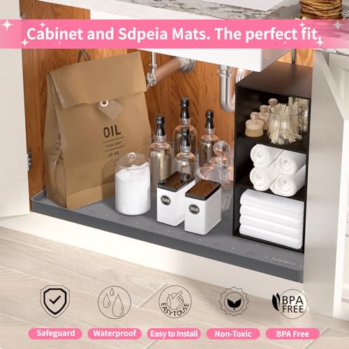 Sdpeia Under Sink Mat 34"×22" – Waterproof Silicone Cabinet Liner & Sink Protector for Kitchen & Bathroom, Multi-Purpose Organizers Tray for Pets, Laundry, Cat Litter Mat, Gray - Image 4