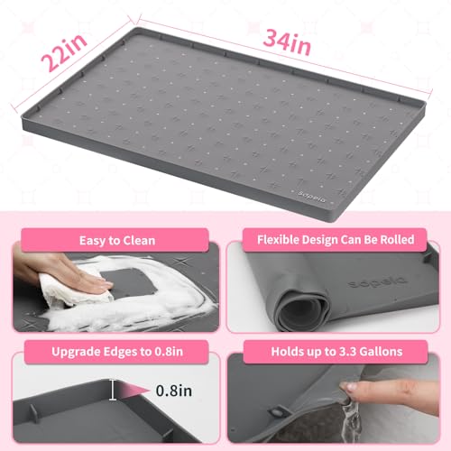 Sdpeia Under Sink Mat 34"×22" – Waterproof Silicone Cabinet Liner & Sink Protector for Kitchen & Bathroom, Multi-Purpose Organizers Tray for Pets, Laundry, Cat Litter Mat, Gray - Image 5