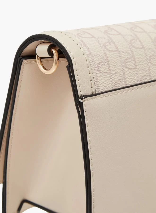 Paprika Women's Print Crossbody Bag with Button Closure and Chain Strap