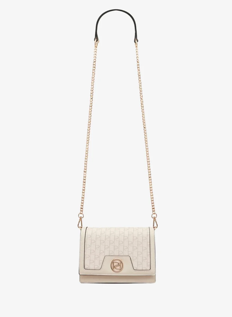 Paprika Women's Print Crossbody Bag with Button Closure and Chain Strap