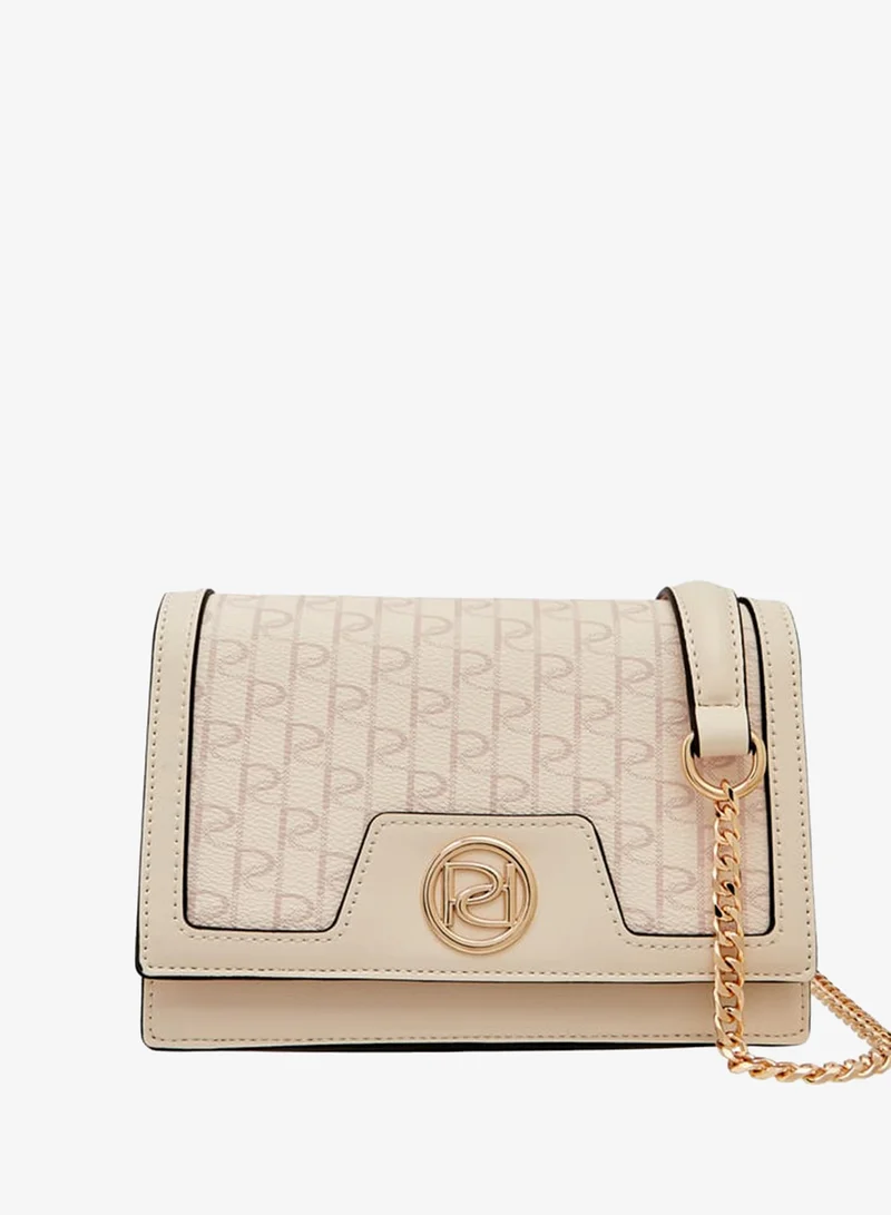 Paprika Women's Print Crossbody Bag with Button Closure and Chain Strap