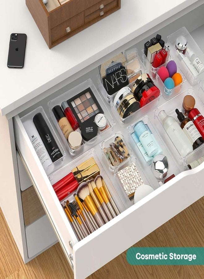 ROKTRY 25 PCS Drawer Organiser, Clear Plastic Drawer Organiser Bins Containers for Bathroom and Vanity Storage, Home Organization for Makeup, Kitchen Utensils - Image 5