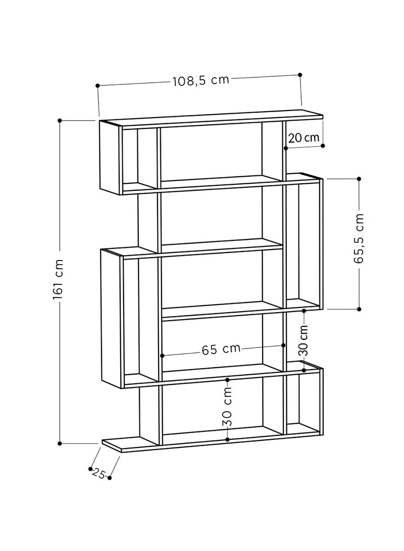 Mourah Home Mito Bookcase, Modern Book shelf Cabinet 6 Tier, Multi Storage Bookshelf Rack, Display Unit for Bedroom, Living Room, Floor-Standing Cabinet Home - 25.5x161x108.5cm - Oak/Dark Grey - Image 4