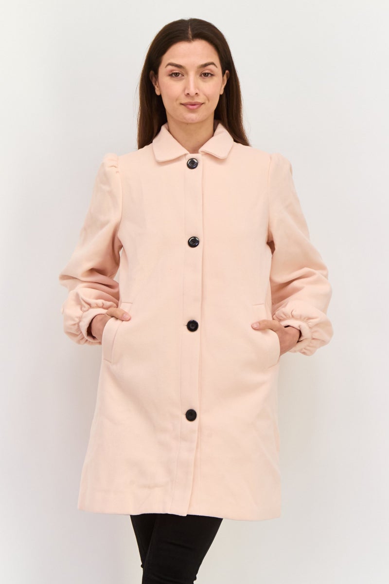 Wednesdays Girl Women Plain Trench Coats, Pink  - Image 1