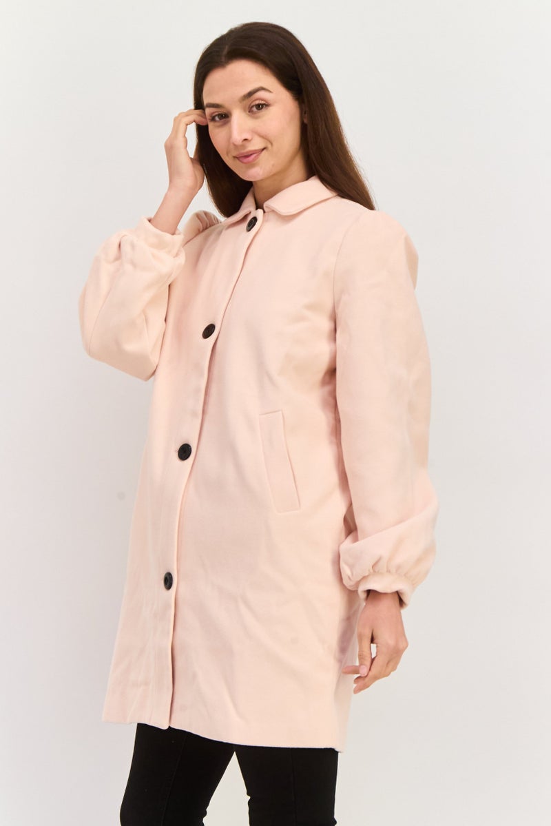Wednesdays Girl Women Plain Trench Coats, Pink  - Image 4