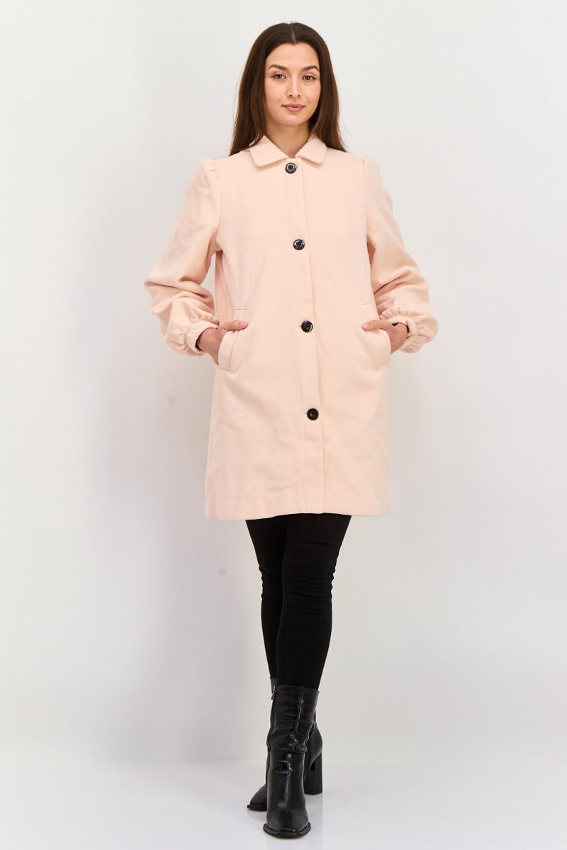 Wednesdays Girl Women Plain Trench Coats, Pink  - Image 3