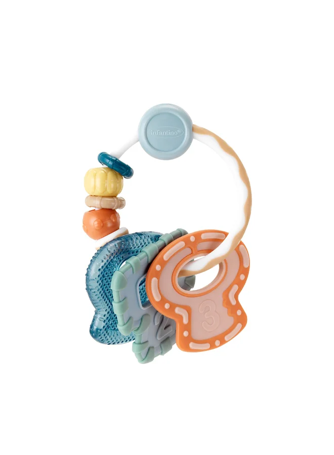 إنفانتينو Infantino Cool & Chew Teether Keys BPA-Free Silicone Baby Teether Toy with Textured Keys 0M+