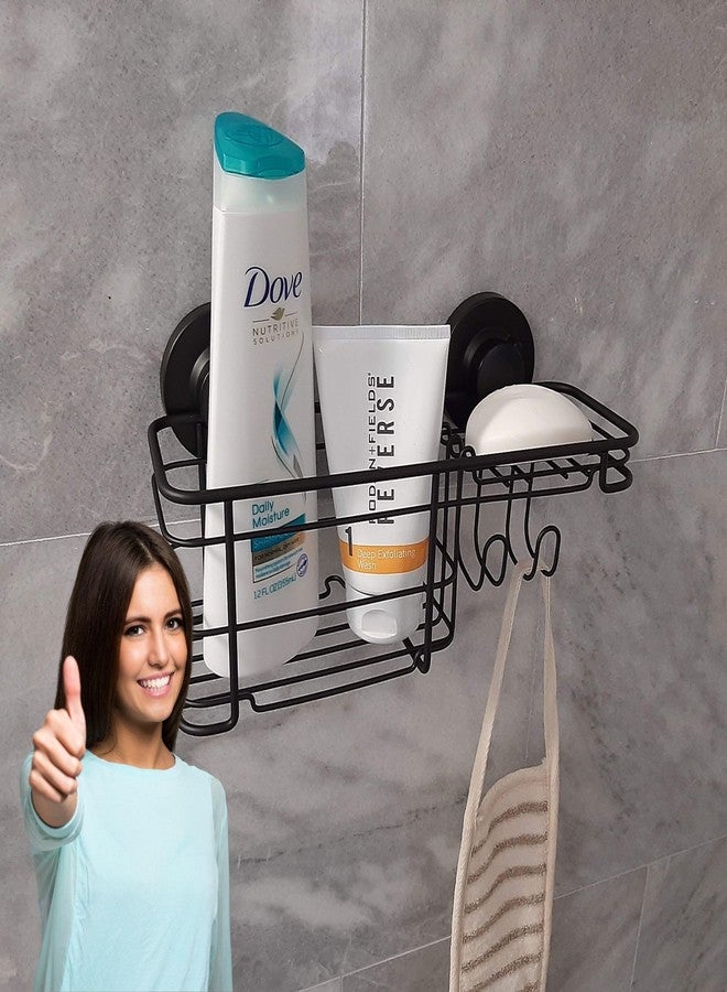 Gecko-Loc Large Combo suction cup wall mount bathroom shower caddy - shampoo storage basket shelf organizer caddie bath shelves - Black - Image 2